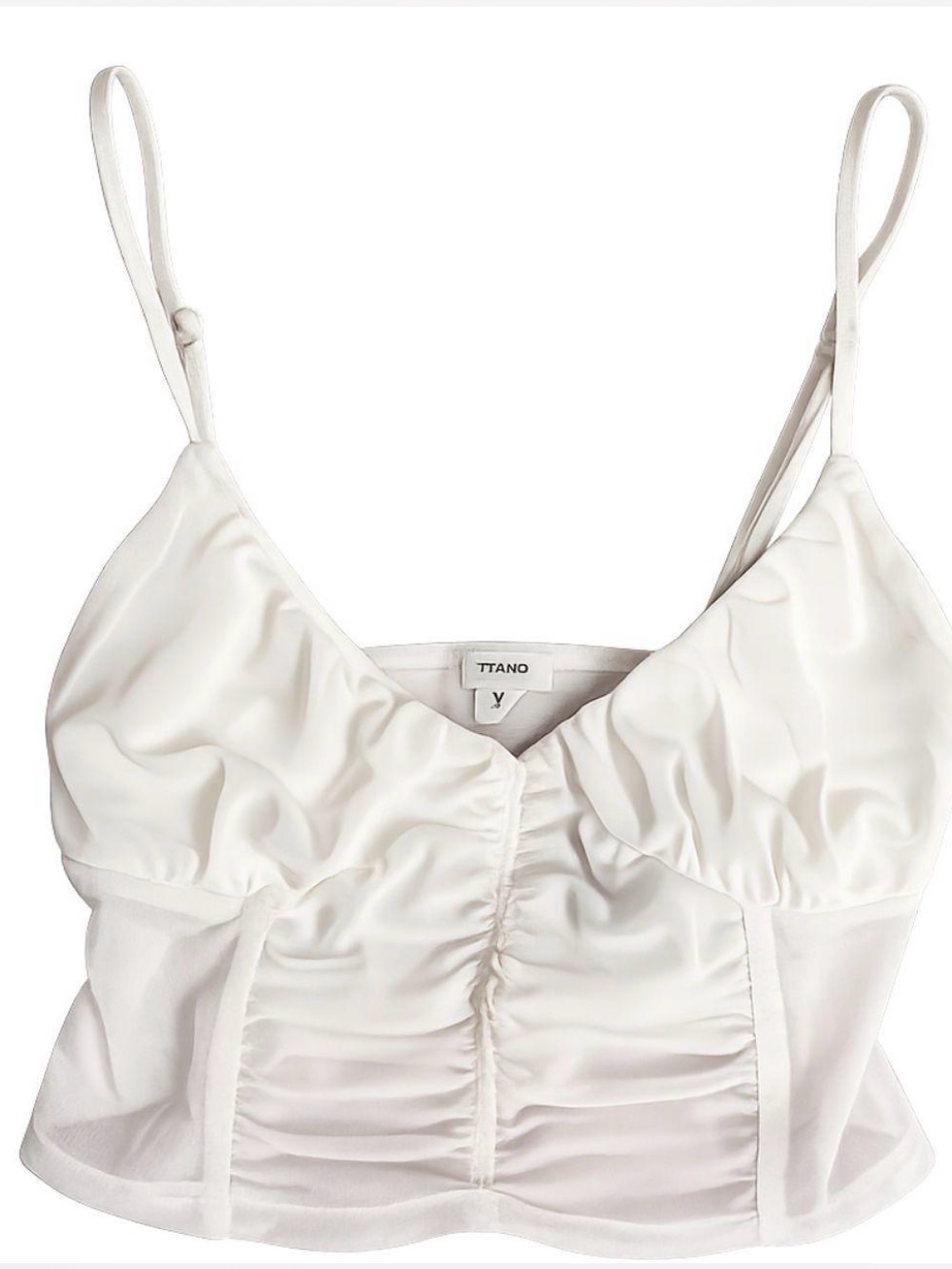 Garage White Ruched Mesh Bustier Crop Top